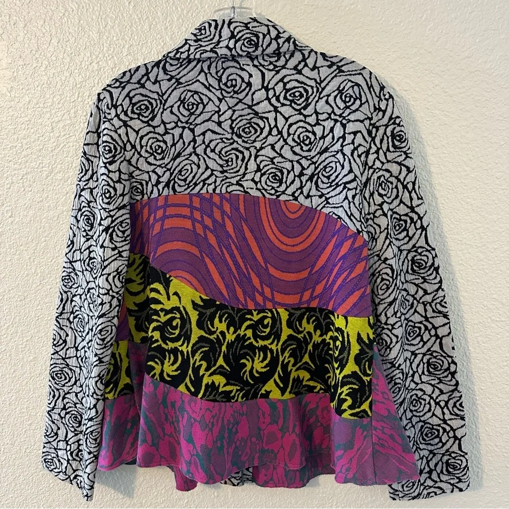 Multicolor Patterned Patchwork Women’s Jacket Shacket - Picture 2 of 5